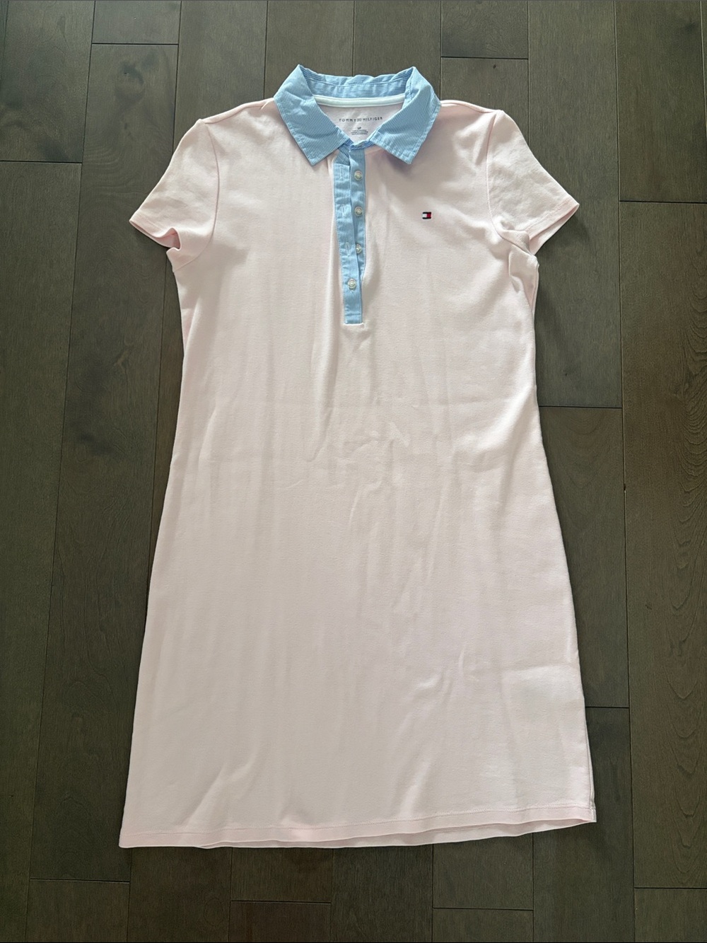 Tommy Hilfiger Pink Polo Dress with Light Blue Collar